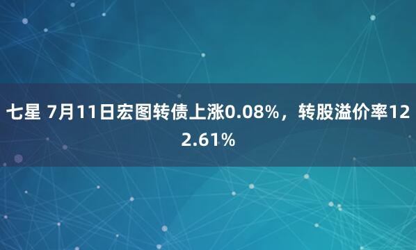 七星 7月11日宏图转债上涨0.08%，转股溢价率122.61%