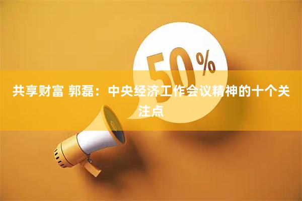 共享财富 郭磊：中央经济工作会议精神的十个关注点