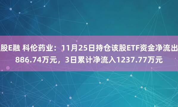 股E融 科伦药业：11月25日持仓该股ETF资金净流出886.74万元，3日累计净流入1237.77万元