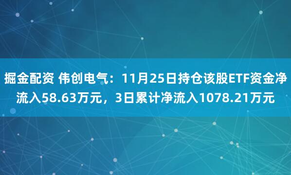 掘金配资 伟创电气：11月25日持仓该股ETF资金净流入58.63万元，3日累计净流入1078.21万元