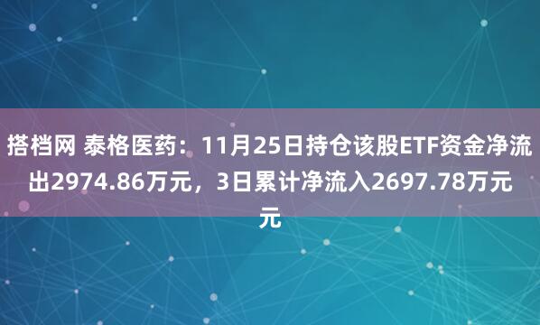 搭档网 泰格医药：11月25日持仓该股ETF资金净流出2974.86万元，3日累计净流入2697.78万元